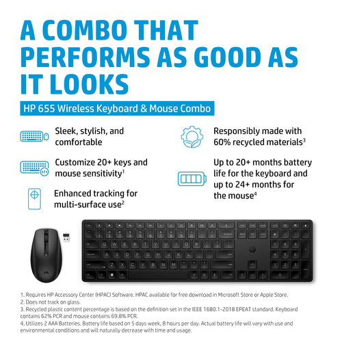 HP 655 Wireless Keyboard and Mouse Combo HP 655 Wireless Keyboard and Mouse Combo